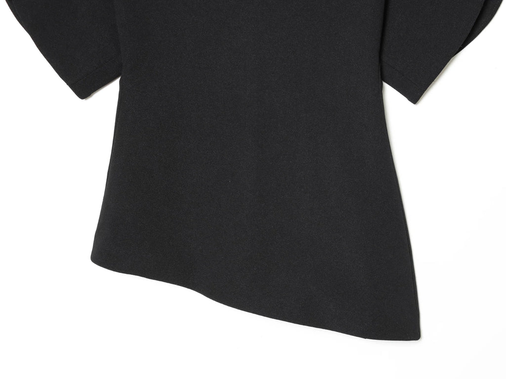Blouse Noire Vintage Femme – Manches Bouffantes Courtes & Ourlet Asymétrique | Chic Tendance Printemps 2026