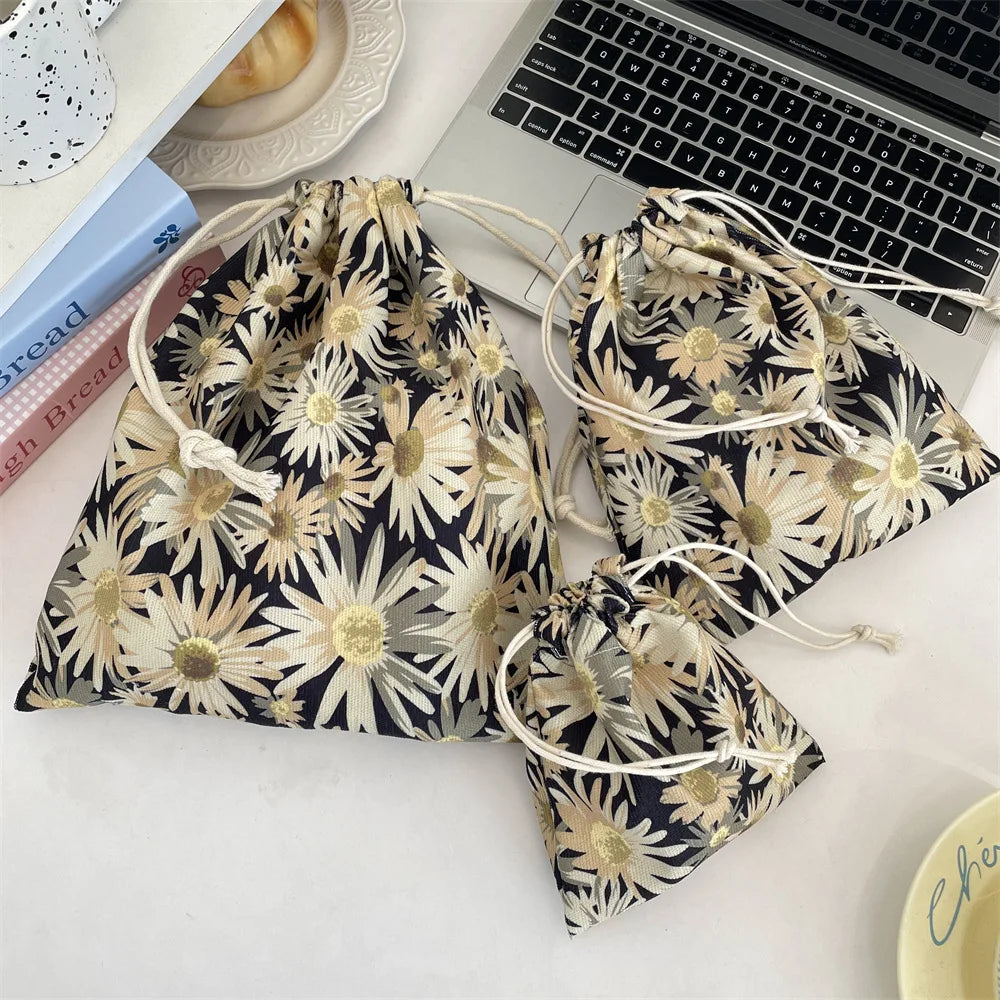 Trousse Maquillage Kawaii Florale - Pochette Cosmétiques & Voyage Cordon