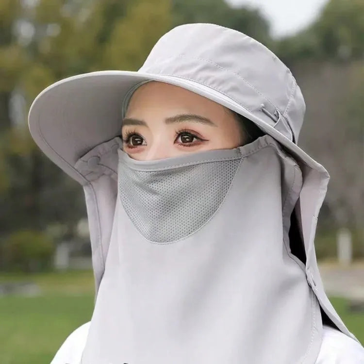 Chapeau Anti-UV Été – Protection Visage & Cou | Large Bord Respirant | Cache-Visage Solaire | Outdoor, Randonnée & Plage