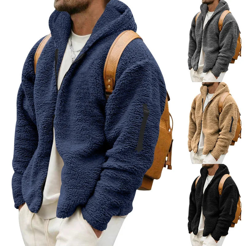 Veste Homme Automne Hiver Polaire Double Face Chaude Capuche Loose Casual Coupe-Vent – Manteau Chaud Tendance Saison Froide | Mode Homme Premium