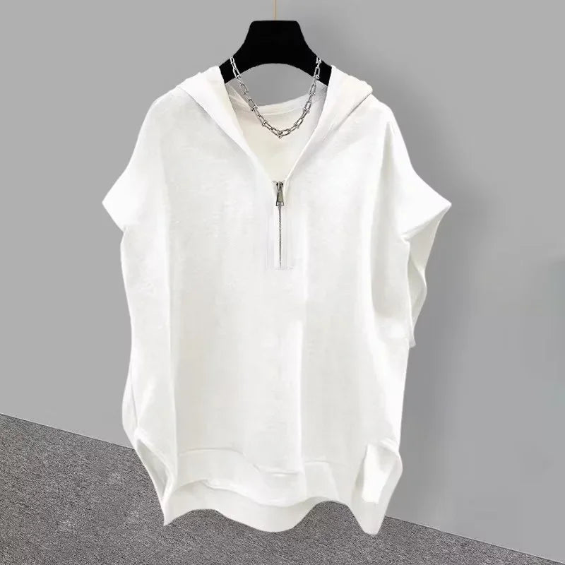 Débardeur Homme Zippé À Capuche Sans Manches Korean Fashion Y2K Streetwear Casual Hip Hop Été Tendance Confortable – Vest Zippé Premium Urban | Mode Homme Streetwear Premium