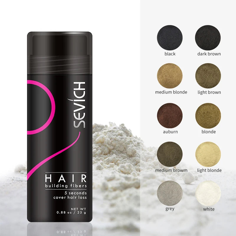 Sevich Fibres Capillaires Kératine 25g – Anti-Chute, Densifiant, Camouflage Calvitie & Zones Clairsemées | Poudre Cheveux