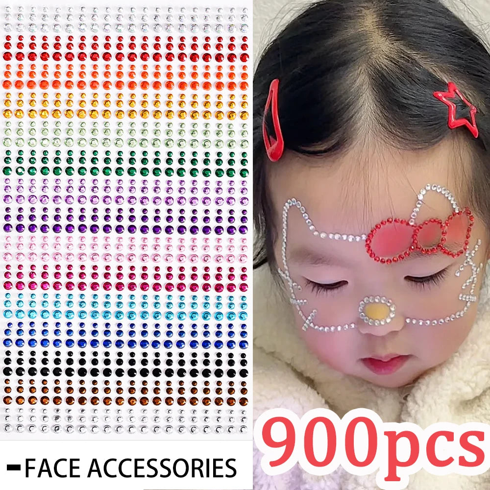 900 Strass Perle Visage 3/4/5mm – Stickers Autoadhésifs Waterproof | Bijoux Maquillage Mariage & Fête