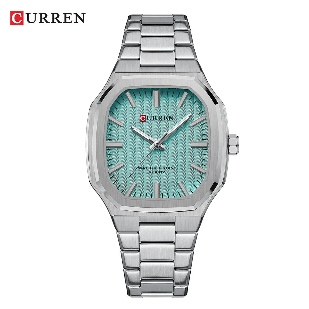 Montre Homme CURREN Business Carré Quartz – Acier Inoxydable Lumineux Étanche Classique