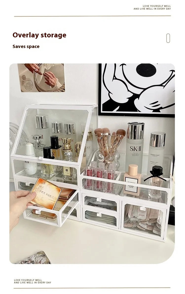 Armoire Rangement Cosmétiques Anti-Poussière Grande Capacité – Organisateur Skincare, Maquillage & Pinceaux | Bureau & Coiffeuse