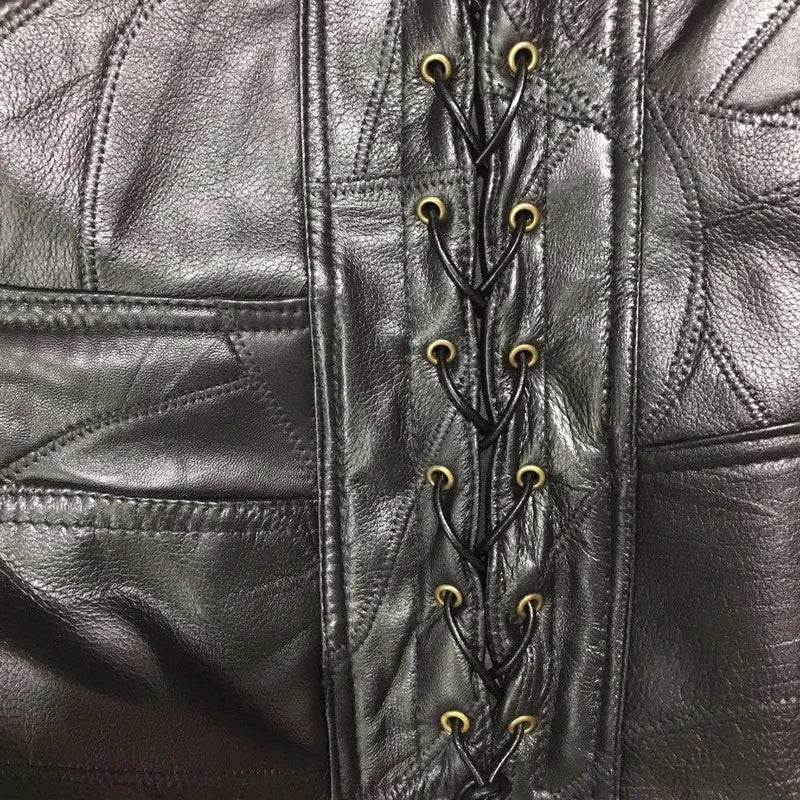 Gilet Moto Homme Cuir Agneau Noir Laçages Latéraux Ajustables Biker Vest Souple Premium Style Motard Authentique – Veste Sans Manches Cuir Véritable | Mode Homme Moto Premium