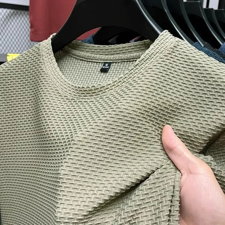T-Shirt Homme Manches Courtes Maille Bambou Soie Glacée Ultra-Fraîche – Slim Casual Été Respirant Élastique | Mode Homme Premium
