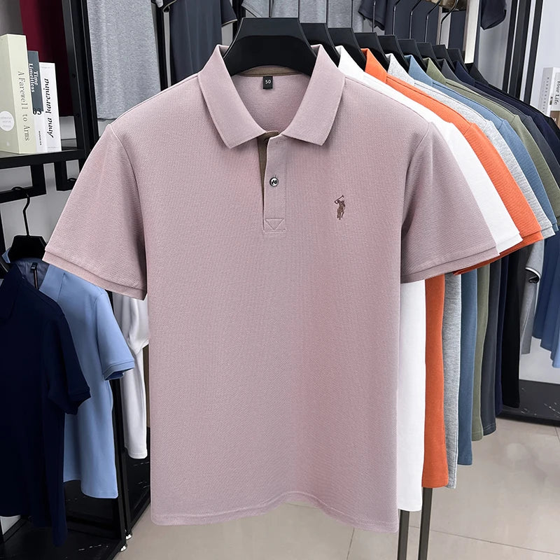 Polo Homme 100% Coton Manches Courtes Broderie Poney Élégant Golf Casual Été – Style Designer Premium | Mode Homme Luxe