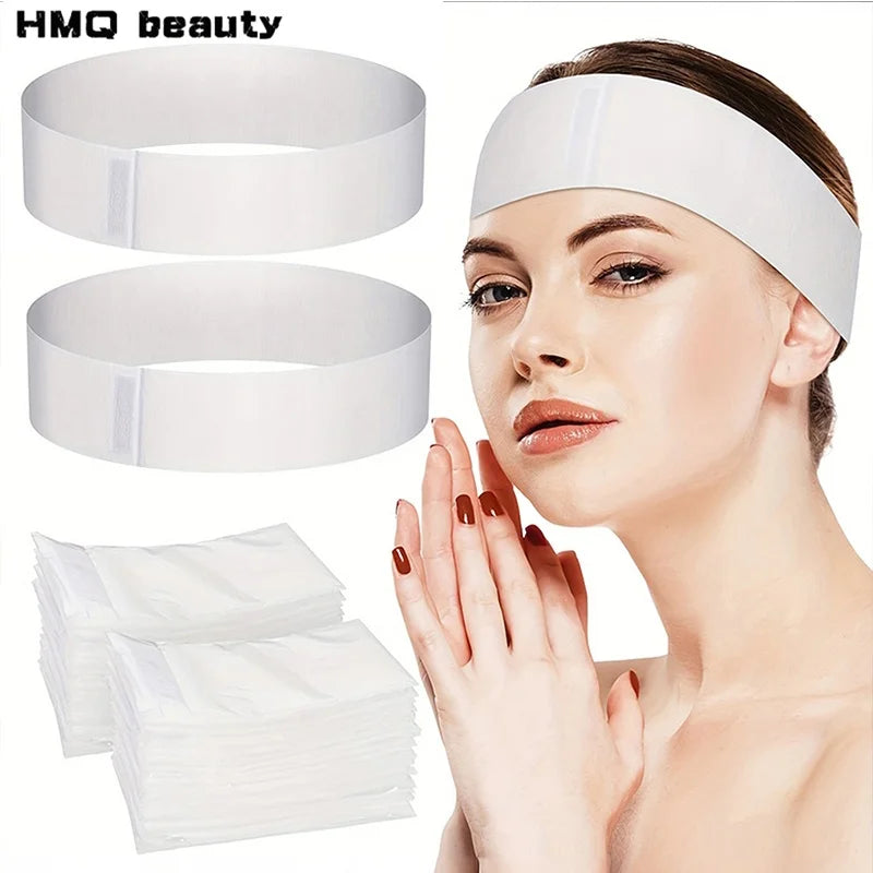 Bandeaux Jetables SPA Skincare Non-Tissés – Lot 10/50/100 pcs | Blancs Ultra-Doux | Soin Visage & Institut de Beauté