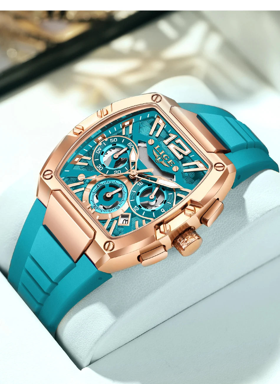 Montre Homme LIGE Sport Quartz Silicone Squelette Lumineux Calendrier – Étanche Outdoor Fashion