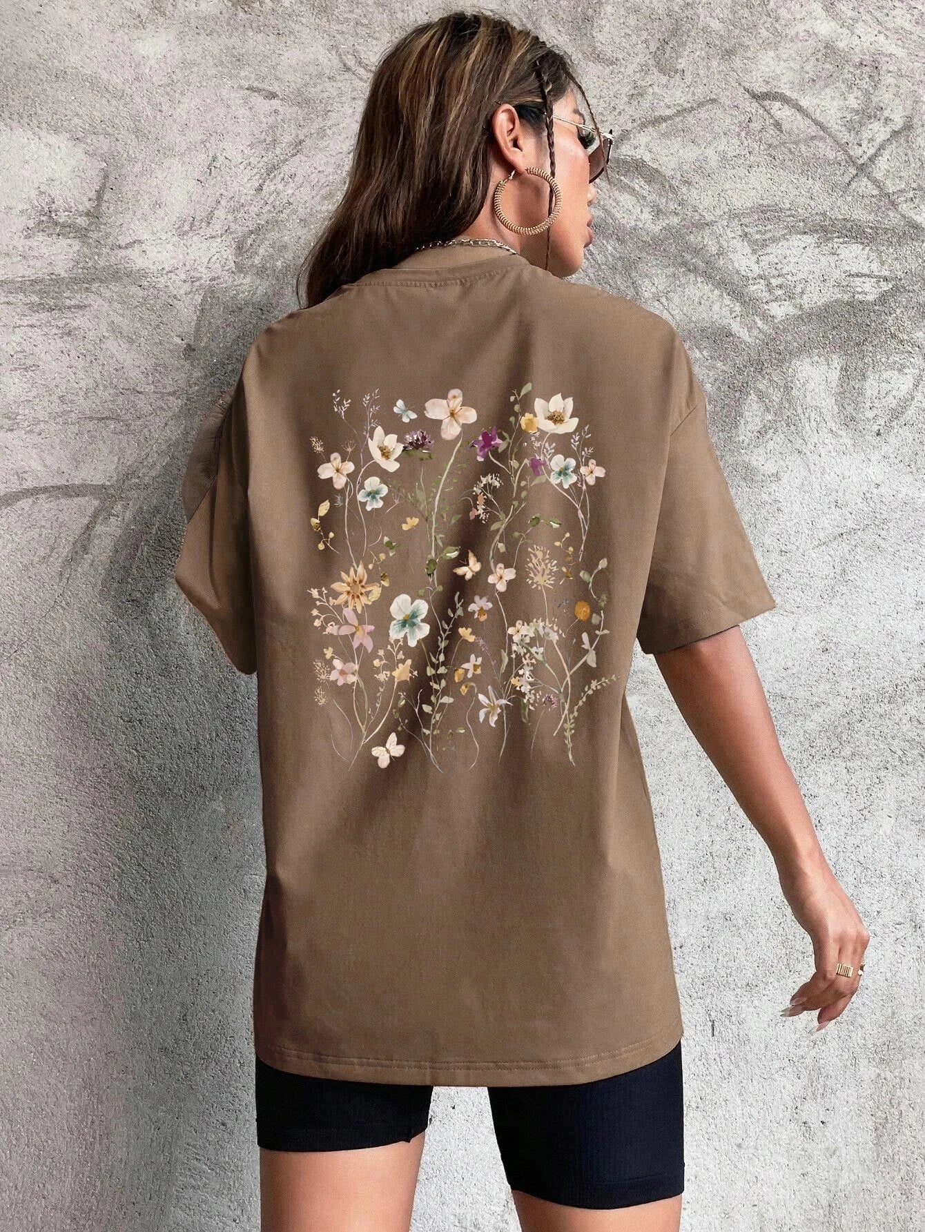 T-Shirt Femme Coton Imprimé Fleurs Manches Courtes Ample Doux Respirant – Top Casual Confortable | Street Style