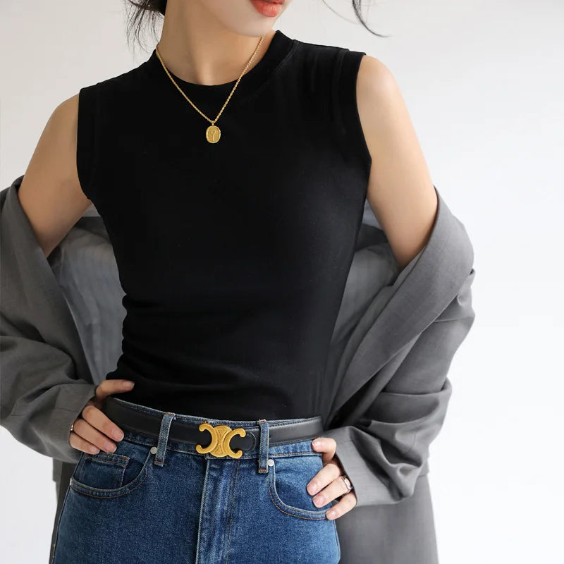 Caraco Débardeur Femme Col Rond Multicolore Basique Sans Manches – Top Sous-Vêtement Couvrant Décolleté Latéral | Mode Essentiel
