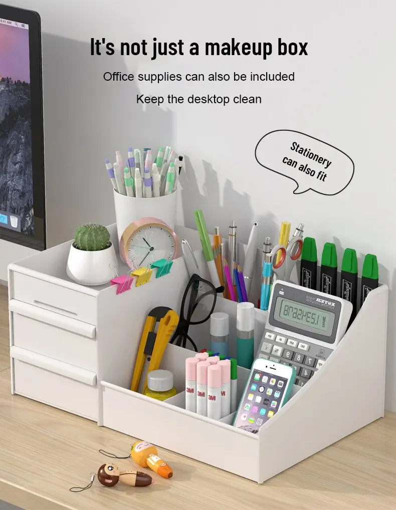 Boîte Rangement Maquillage Rose Tiroir Plastique – Étagère Bureau & Coiffeuse | Organisateur Cosmétiques Desktop