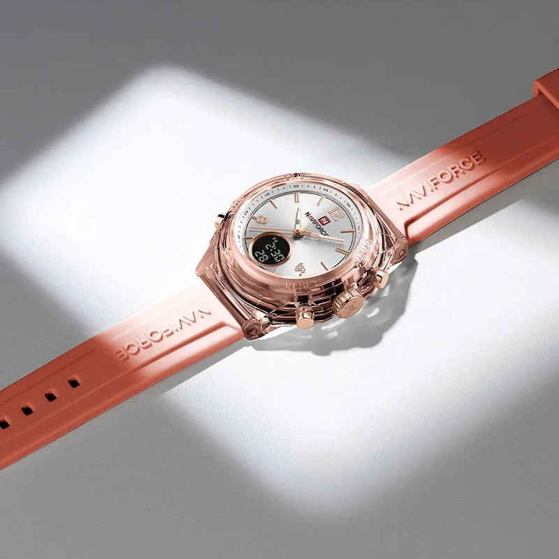 Montre Femme NAVIFORCE Sport Quartz LCD Digital – Étanche 50M Casual Fashion