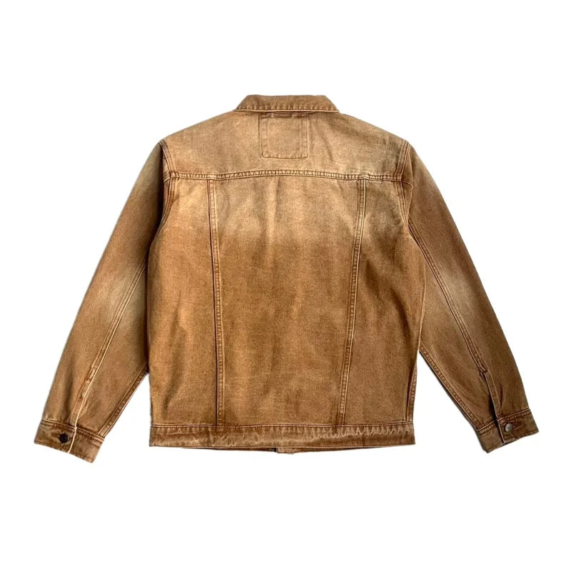Vintage Jeansjacke Baumwolle 100% Herren Loose – Denim Americana Frühling Herbst