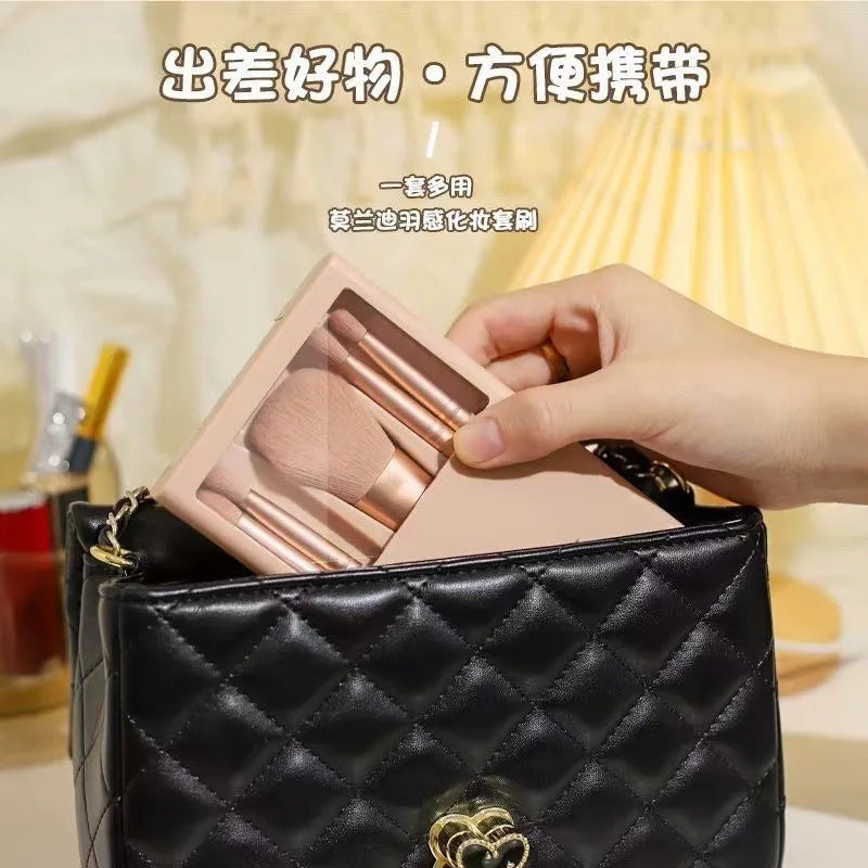Kit 5 Pinceaux Maquillage Voyage avec Miroir – Pliable & Compact | Mini Set