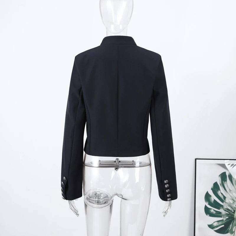 Veste Femme Velours Noir Franges Boutons Nœuds Ourlet Asymétrique Manches Longues Slim – Élégante Streetwear & Bureau