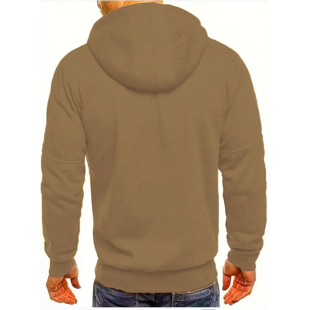 Hoodie Zippé Homme Couleur Unie – Veste Sport Casual Confortable Manches Longues Printemps Automne | Mode Homme Premium