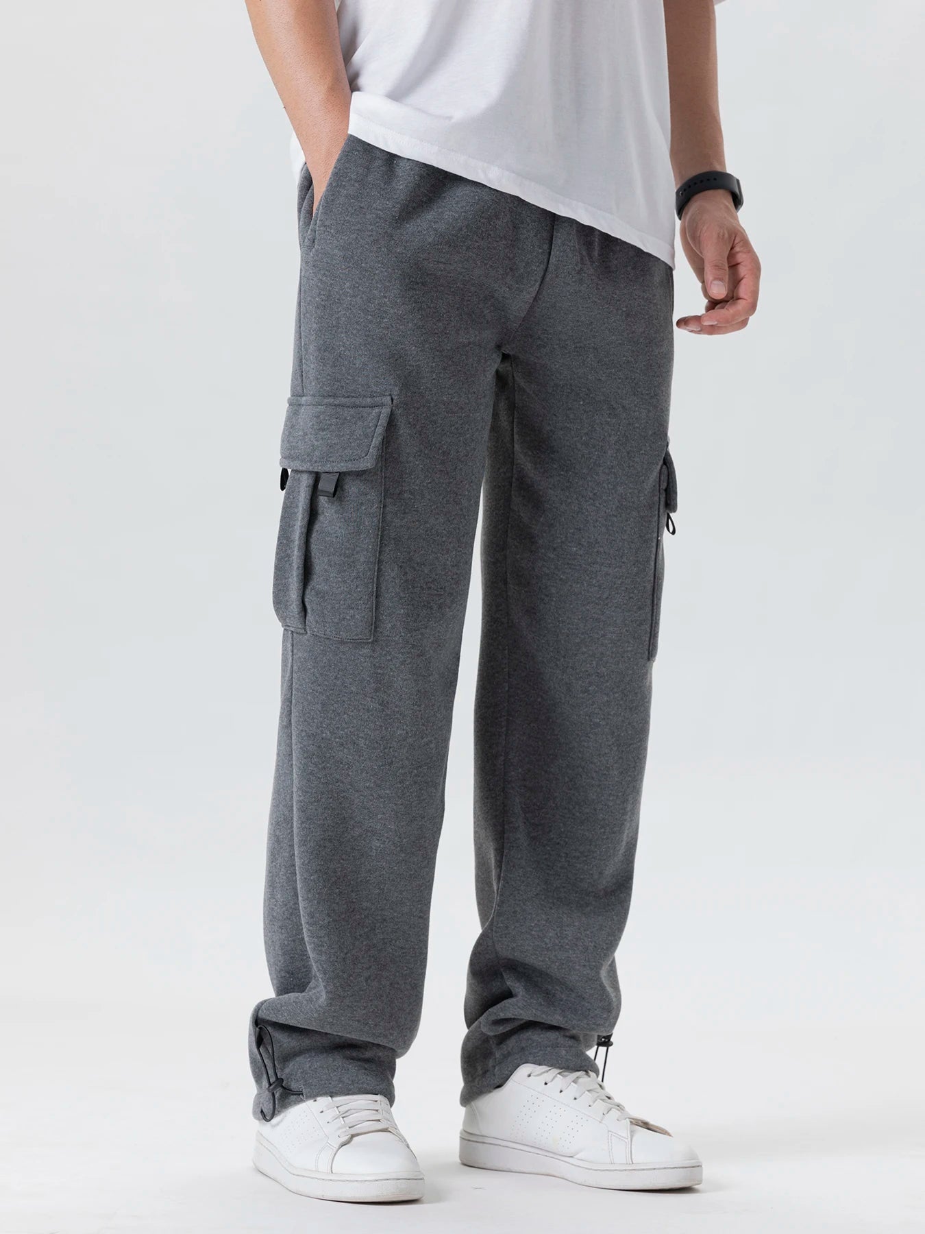 Jogging Homme Multi-Poches Cordon Coupe Droite Loose Running Gym Sport Automne Hiver Confortable Streetwear – Pantalon Survêtement Fonctionnel Premium | Mode Homme Sport Premium