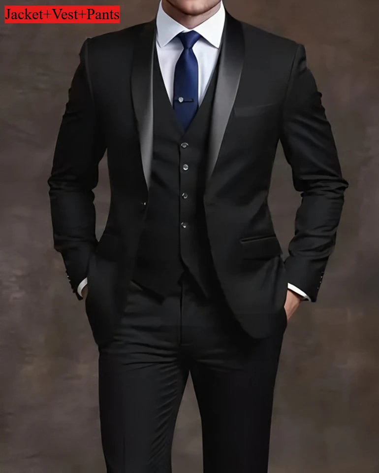 Costume Homme Slim Fit Noir – Ensemble Tuxedo Élégant Mariage & Cérémonie | Mode Homme Premium