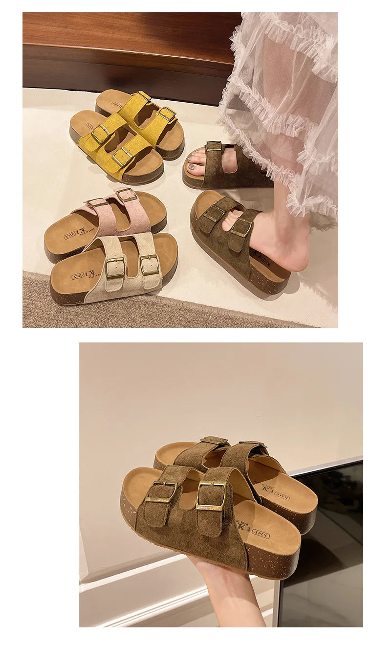 Sandales Romaines Plateforme Smile Belt-buckle Femme – Semelle Douce Slip-on Flat Été