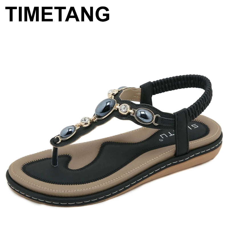 Sandales Bohème Plage Femme Flats 2025 – Casual Loisirs Grande Taille 36-42