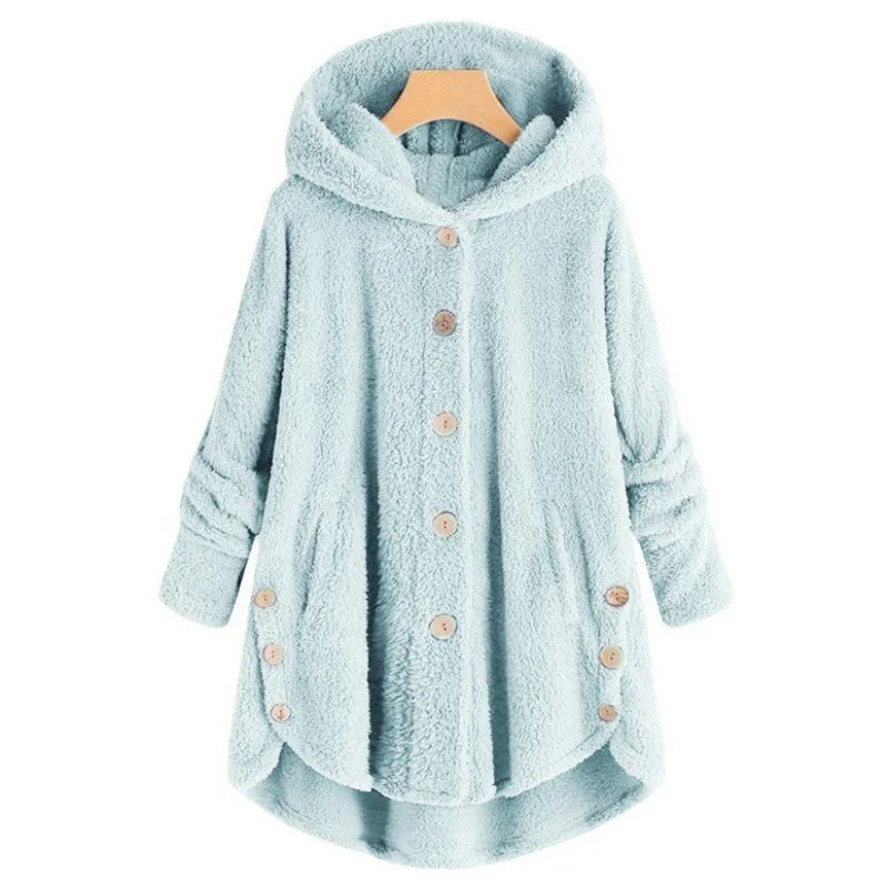 Manteau Teddy Bear Femme À Capuche – Veste Laine Peluche Chaude Uni | Automne Hiver Tendance