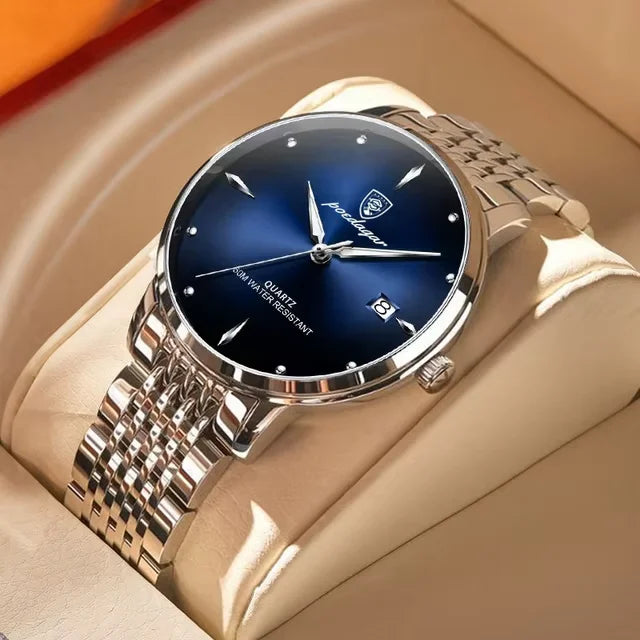 Montre Homme POEDAGAR Luxe Sport Quartz – Acier Lumineux Étanche Date Business