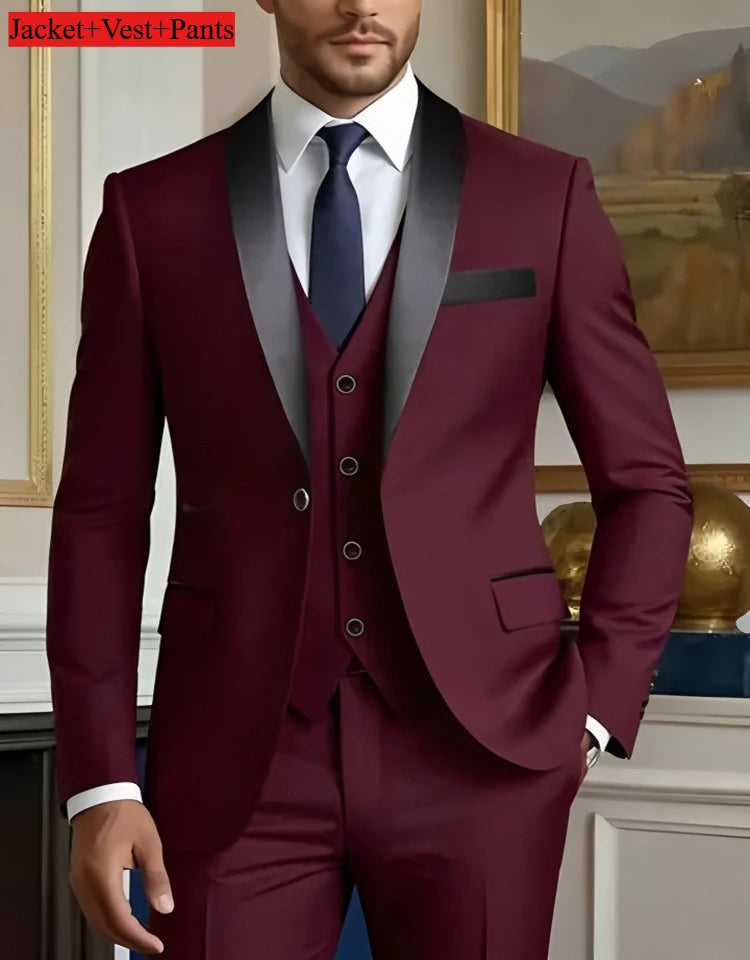 Costume Homme Slim Fit Noir – Ensemble Tuxedo Élégant Mariage & Cérémonie | Mode Homme Premium