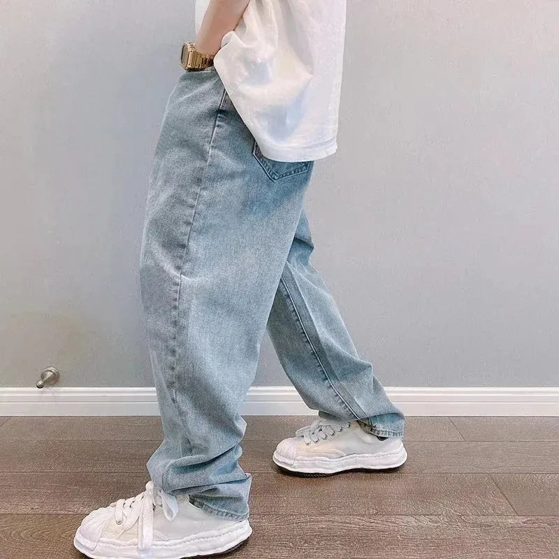 Jean Homme Imprimé Baggy Wide Leg Style Coréen K-Fashion Streetwear Cargo Droit Casual Loose Denim Tendance Urbain – Jean Baggy Premium K-Fashion | Mode Homme Streetwear K-Fashion Premium