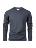 Herren Langarmshirt Unifarben Baumwolle – Rundhals Unisex | Freizeit, Fitness & Laufen | Komfort & Zeitloser Stil