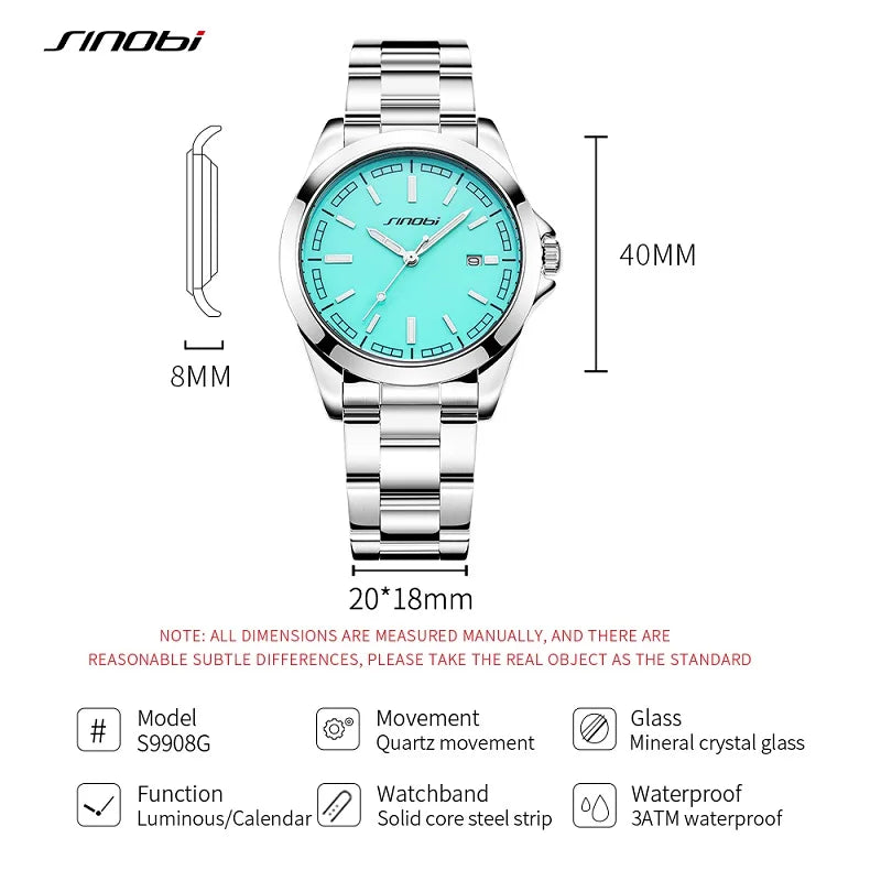 Montre Homme SINOBI Quartz Casual Calendrier – Acier Inoxydable Design Original Cadeau