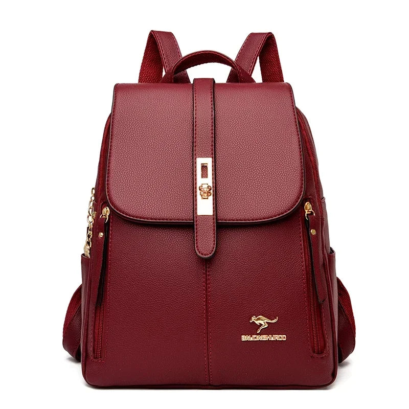 Sac à Dos Femme Cuir Vintage Grande Capacité – Rucksack École Voyage Bookbag Chic