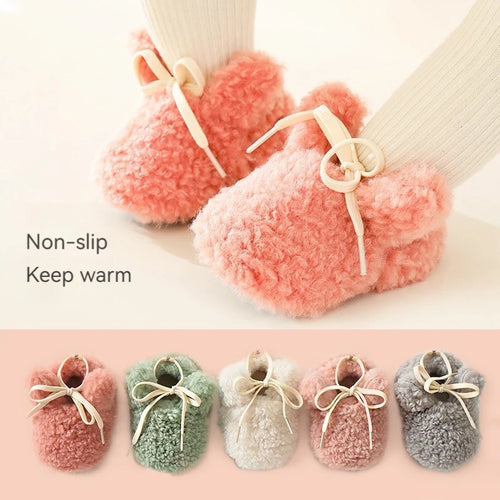 Chaussons Bébé Hiver Unisexe – Bottines Douces Cachemire Agneau Antidérapantes Chauds Nouveau-Né Toddler