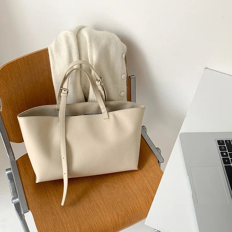 Tote Bag Femme Cuir PU Souple – Grand Sac Cabas Épaule Shopping Casual Qualité Premium