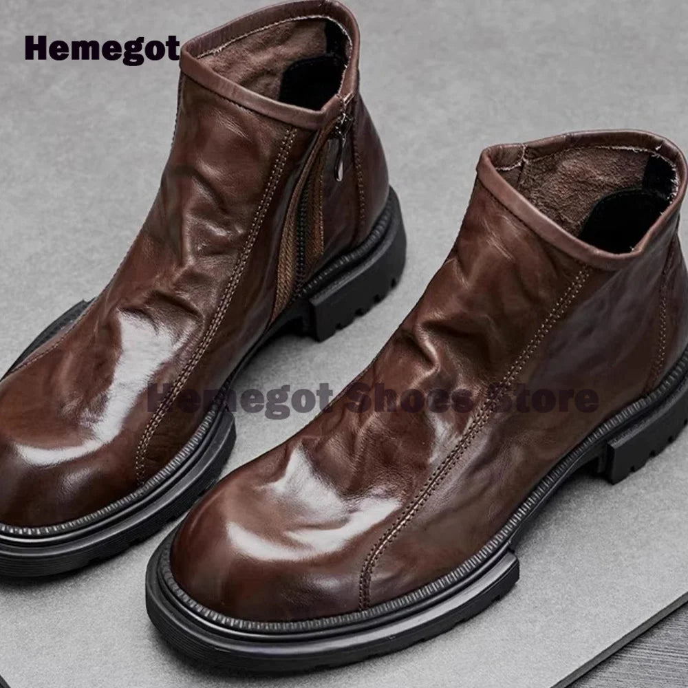 Boots Chelsea High-Top Semelle Épaisse Zipper Homme – Cuir Respirant Tendance Fashion