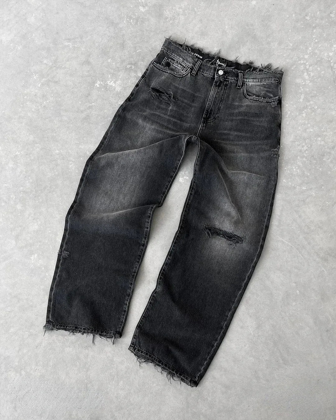 Zerrissene Destroyed Jeans für Herren, Loose Fit, Knöchellang, Reißverschluss, Taschen, Casual Vintage | Premium Vintage Destroyed Jeans