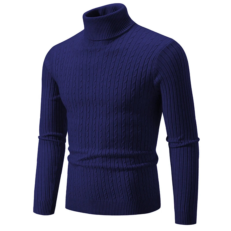 Pull Homme Col Roulé Tricoté Laine Chaud Hiver Couleur Unie Casual Outdoor Confortable Doux Élégant Intemporel – Pullover Col Roulé Premium Hiver | Mode Homme Hiver Premium
