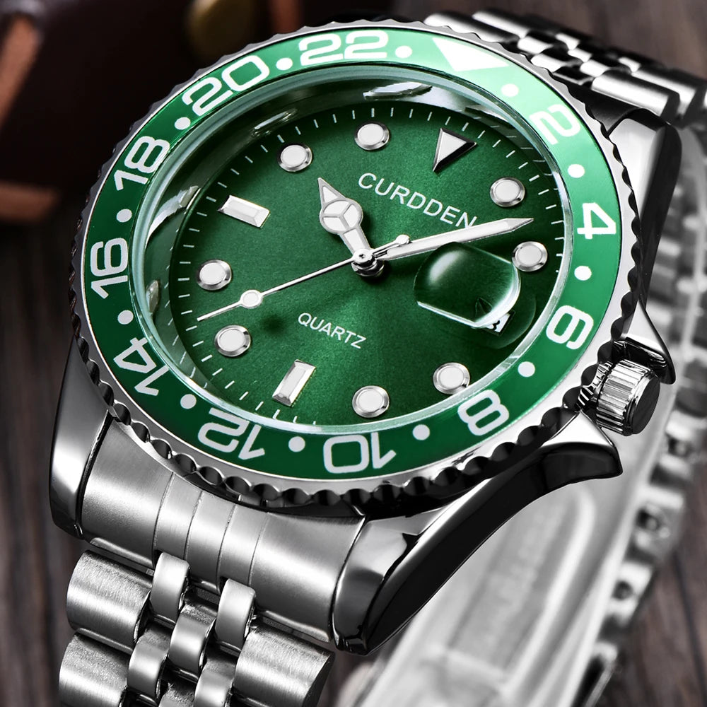 Montre Homme Or & Argent Vintage Quartz – Bracelet Acier Complet Date Fashion Classique
