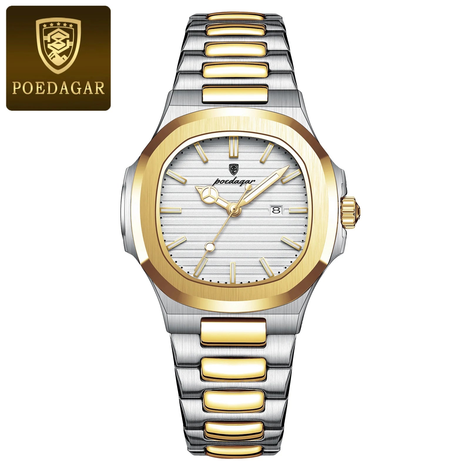 Montre Femme POEDAGAR Carrée Luxe Quartz – Lumineuse Étanche Date Acier Fashion