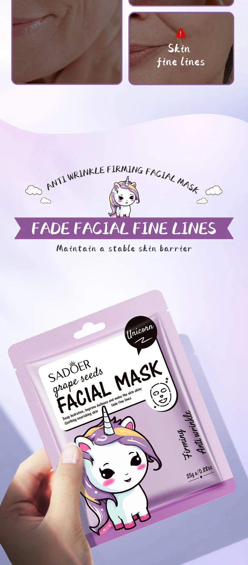 Masques Visage Fruits Frais SADOER – Lot de 5 | Hydratation, Éclat & Apaisement | Soin Peau Quotidien
