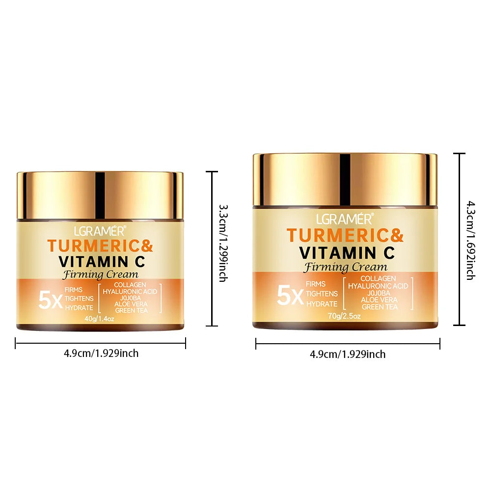 Crème Visage Curcuma & Vitamine C – Anti-Rides, Éclat & Raffermissante | Collagène & Soin Blanchissant