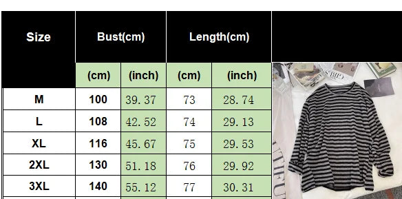 T-Shirt Rayé Manches Longues Style Coréen Femme – Col Rond Loose | Casual Chic Printemps Automne