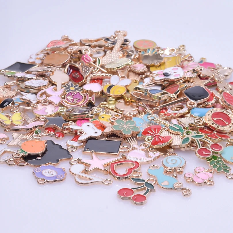 Pendentifs Émail & Breloques Fleurs Mix DIY – Matériaux Bijoux Fait Main en Vrac | Lot Assortiment Bracelet & Collier | Idéal Créatrices & Revendeuses