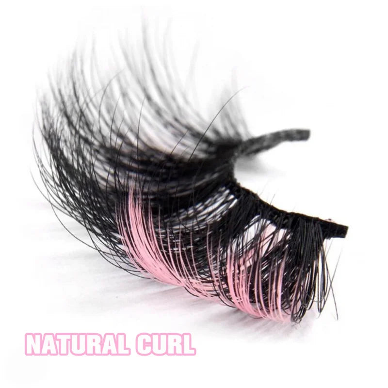 Faux Cils 3D Mink Colorés – Lot 5 Paires Fluffy | Rose, Bleu, Rouge | Maquillage Festif