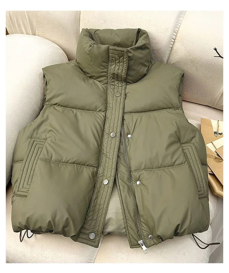 Gilet Doudoune Femme Sans Manches Col Montant Chaud Léger Casual Hiver – Veste Matelassée Élégante Confortable | Mode 2026