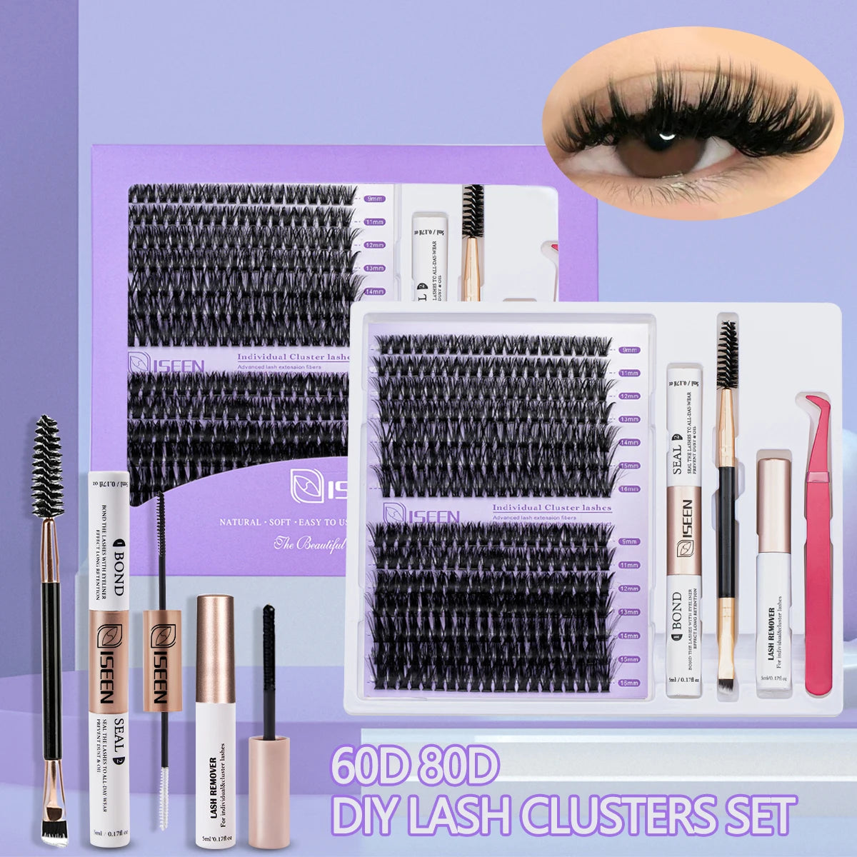 Kit Extensions Cils DIY Clusters Wispy – Colle, Scellant & Pince | Pose Maison