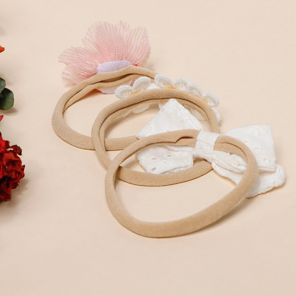 Lot 5 Bandeaux Fleurs Dentelle Rose Bébé Fille – Accessoires Cheveux Nouveau-Né Photo Mignons