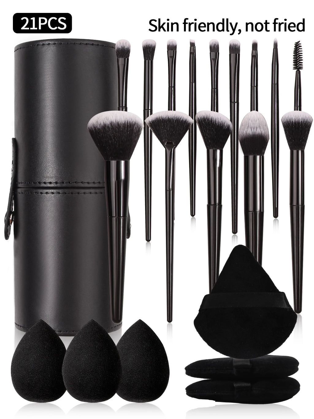 Set Pinceaux Maquillage Noir Professionnel Ultra-Doux – Blush, Fond de Teint, Correcteur & Fards à Paupières | Accessoire Beauté Femme