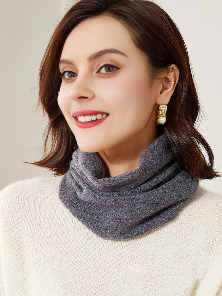 Tour de Cou Laine Mérinos 100% Femme – Écharpe Tube Ajourée, Cache-Oreilles & Masque Visage | Automne Hiver | Headband Chic